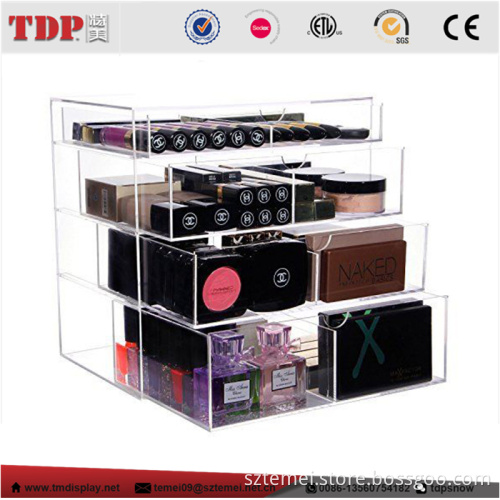 handmade vanity clear large cube 4 tier drawers acrylic cosmetic storage box